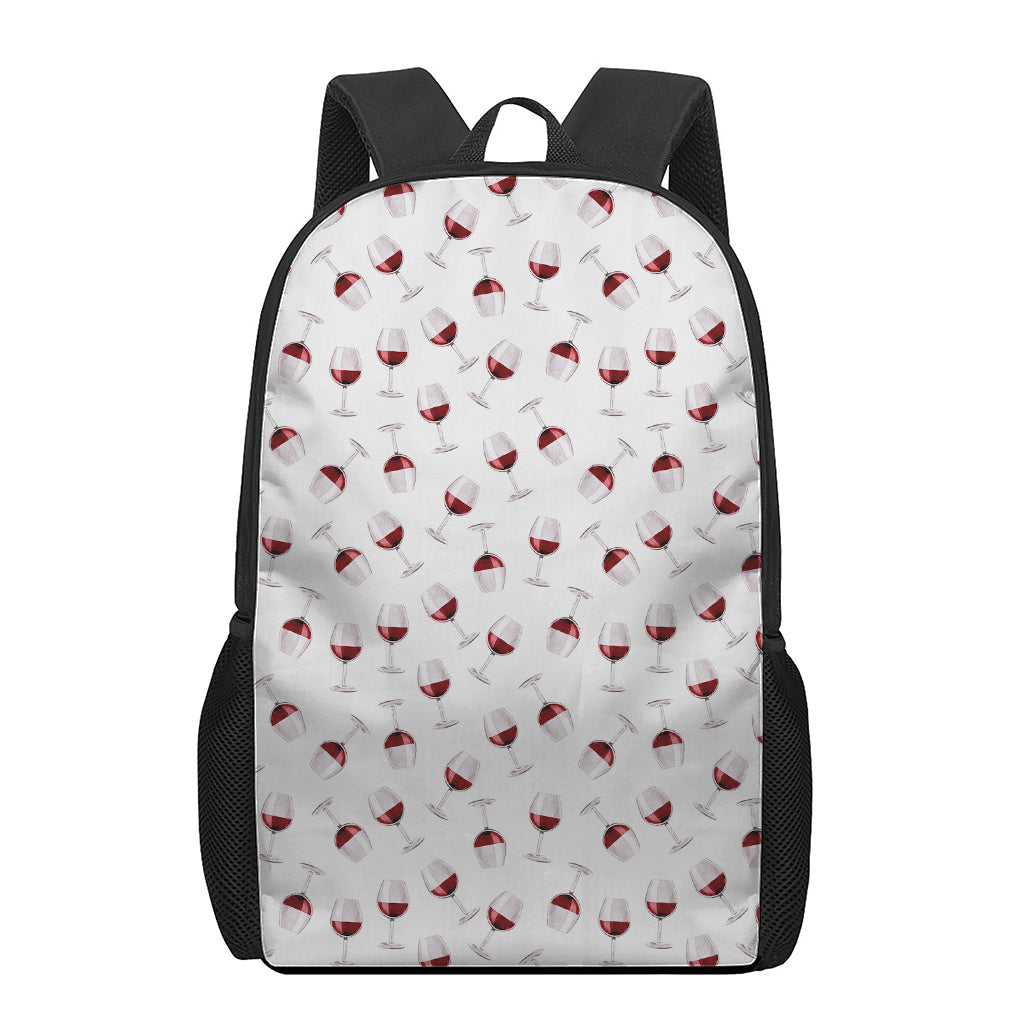 Glasses Of Wine Pattern Print 17 Inch Backpack