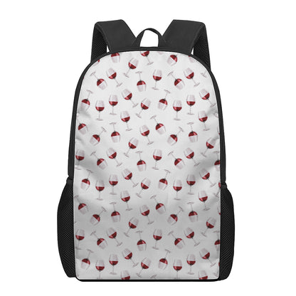 Glasses Of Wine Pattern Print 17 Inch Backpack