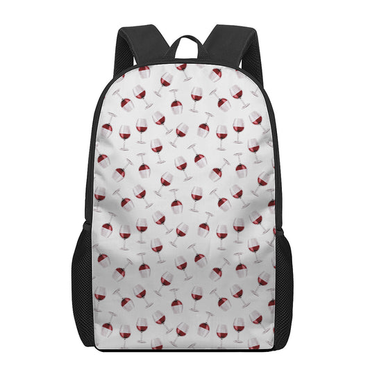 Glasses Of Wine Pattern Print 17 Inch Backpack