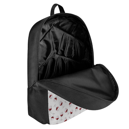 Glasses Of Wine Pattern Print 17 Inch Backpack