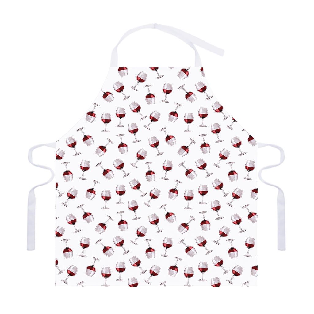 Glasses Of Wine Pattern Print Adjustable Apron