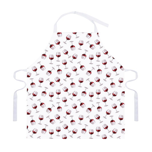 Glasses Of Wine Pattern Print Adjustable Apron