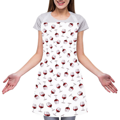 Glasses Of Wine Pattern Print Adjustable Apron