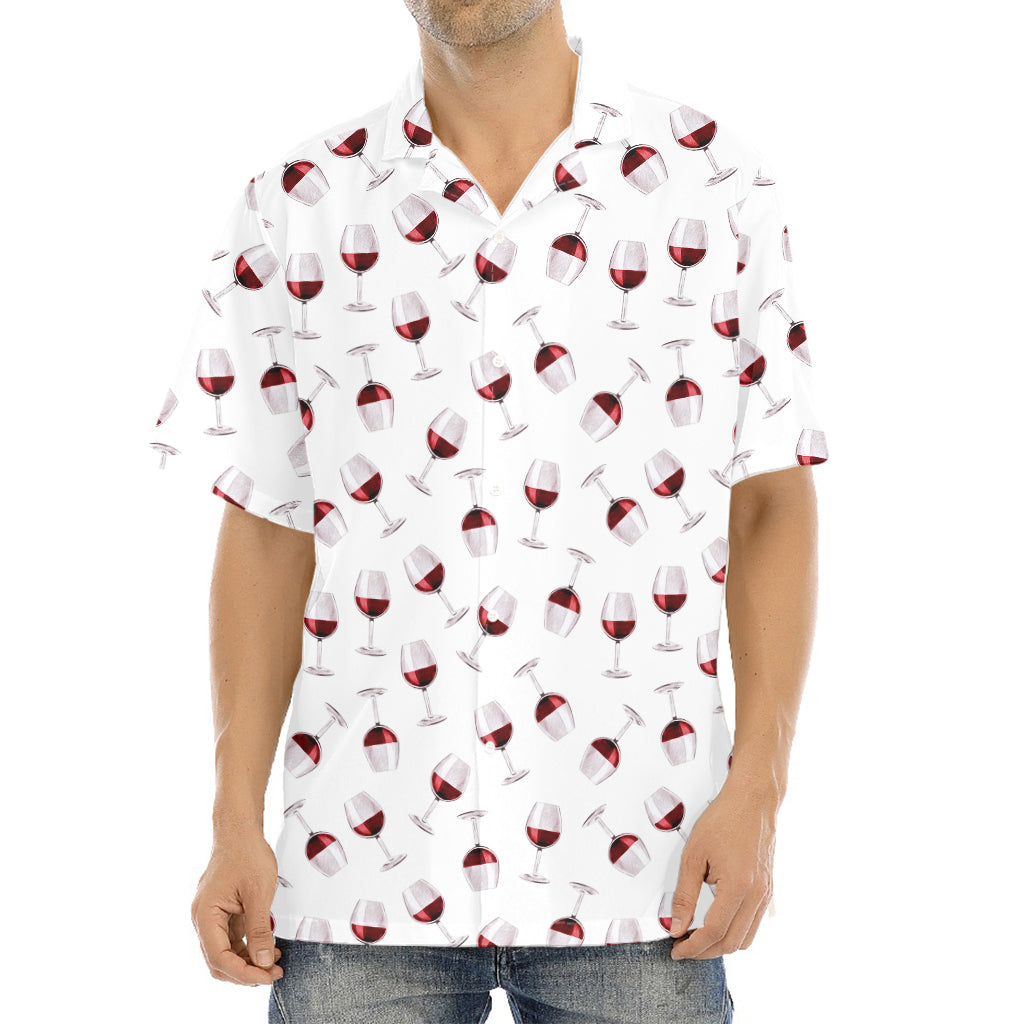 Glasses Of Wine Pattern Print Aloha Shirt