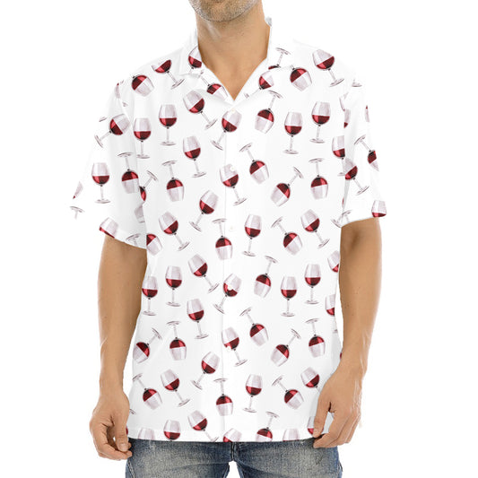 Glasses Of Wine Pattern Print Aloha Shirt