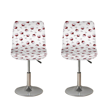 Glasses Of Wine Pattern Print Bar Stool Covers