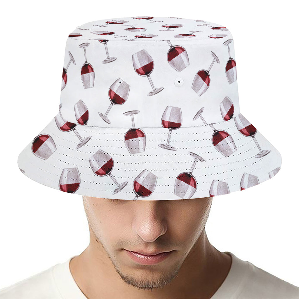 Glasses Of Wine Pattern Print Bucket Hat