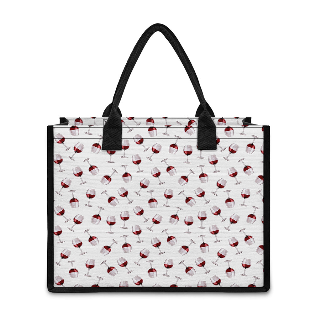 Glasses Of Wine Pattern Print Canvas Tote Bag