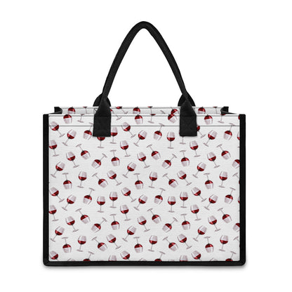 Glasses Of Wine Pattern Print Canvas Tote Bag