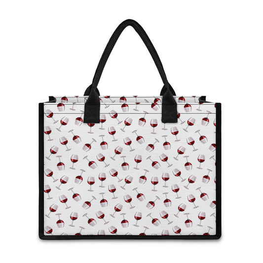 Glasses Of Wine Pattern Print Canvas Tote Bag