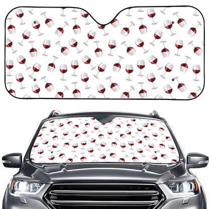 Glasses Of Wine Pattern Print Car Windshield Sun Shade