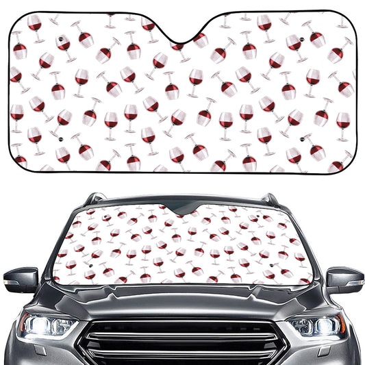 Glasses Of Wine Pattern Print Car Windshield Sun Shade