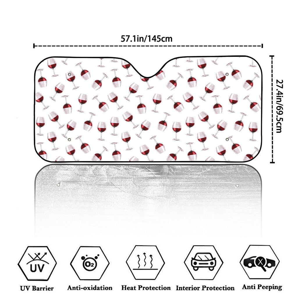 Glasses Of Wine Pattern Print Car Windshield Sun Shade