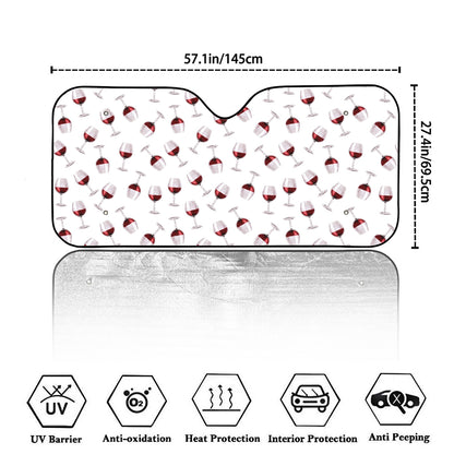 Glasses Of Wine Pattern Print Car Windshield Sun Shade
