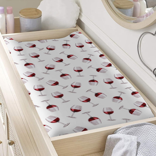 Glasses Of Wine Pattern Print Changing Pad Cover