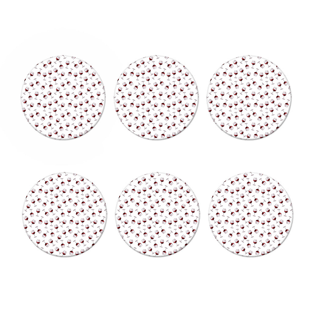 Glasses Of Wine Pattern Print Coaster Set