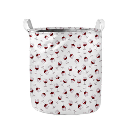 Glasses Of Wine Pattern Print Collapsible Laundry Basket