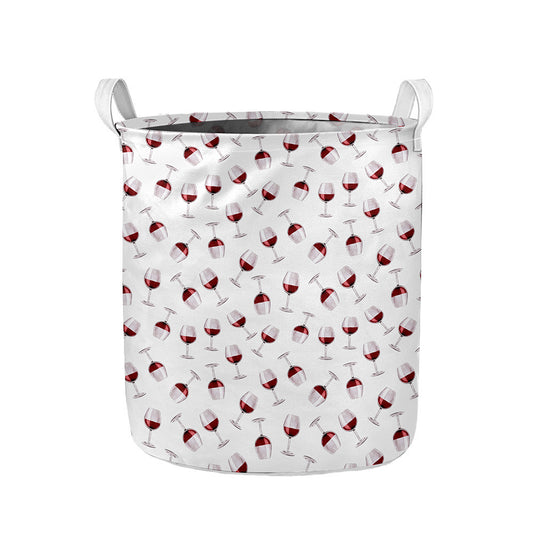 Glasses Of Wine Pattern Print Collapsible Laundry Basket