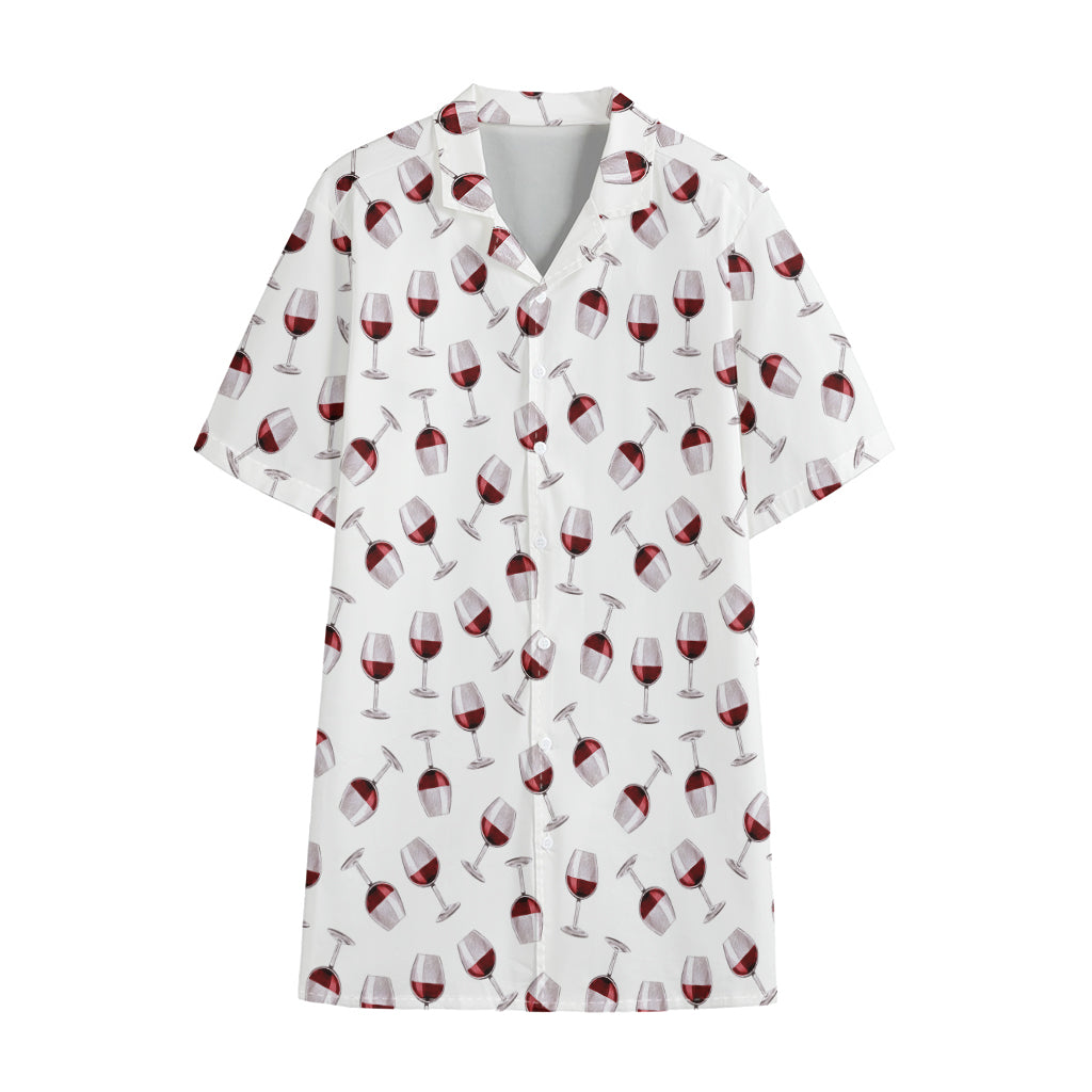 Glasses Of Wine Pattern Print Cotton Hawaiian Shirt
