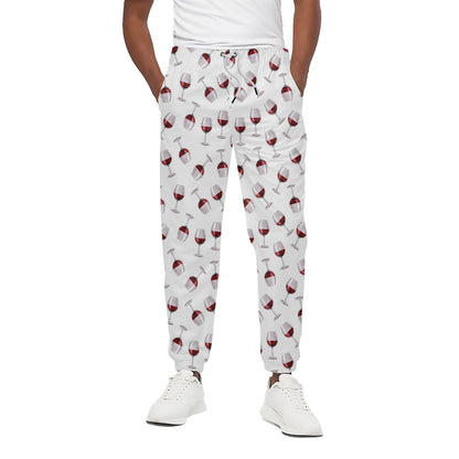 Glasses Of Wine Pattern Print Cotton Pants