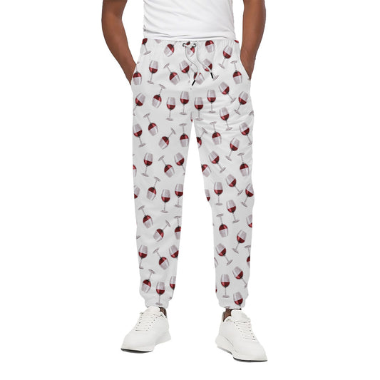 Glasses Of Wine Pattern Print Cotton Pants