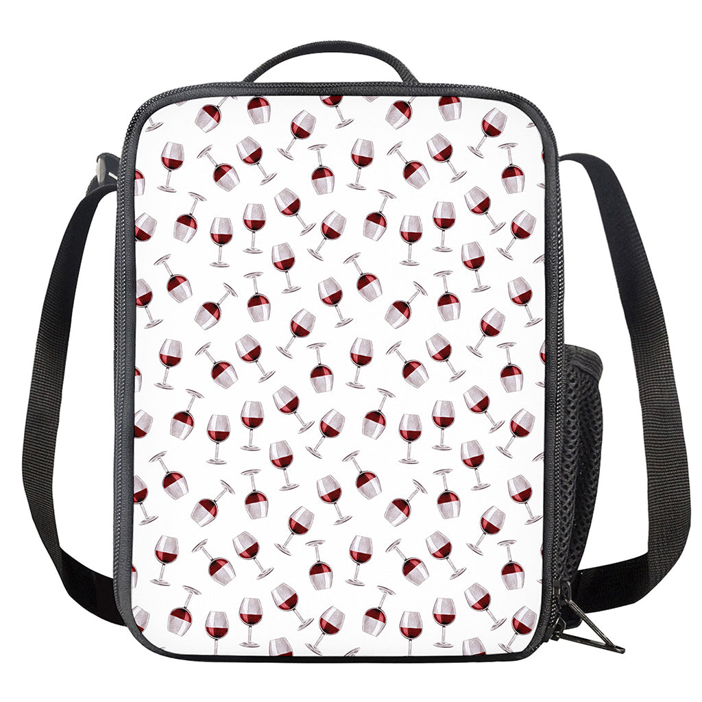 Glasses Of Wine Pattern Print Crossbody Lunch Bag