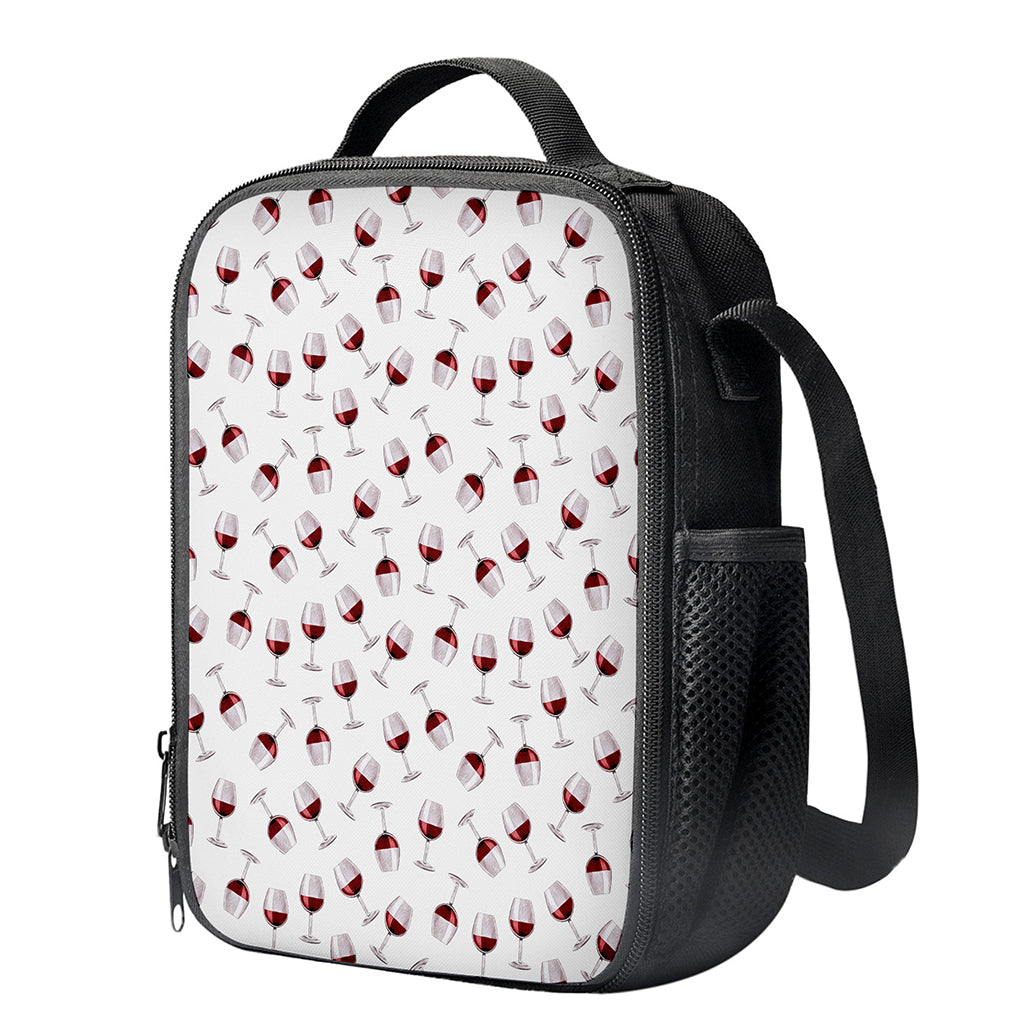 Glasses Of Wine Pattern Print Crossbody Lunch Bag