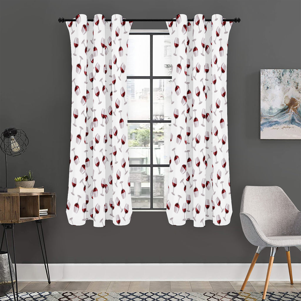 Glasses Of Wine Pattern Print Curtain