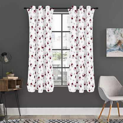 Glasses Of Wine Pattern Print Curtain