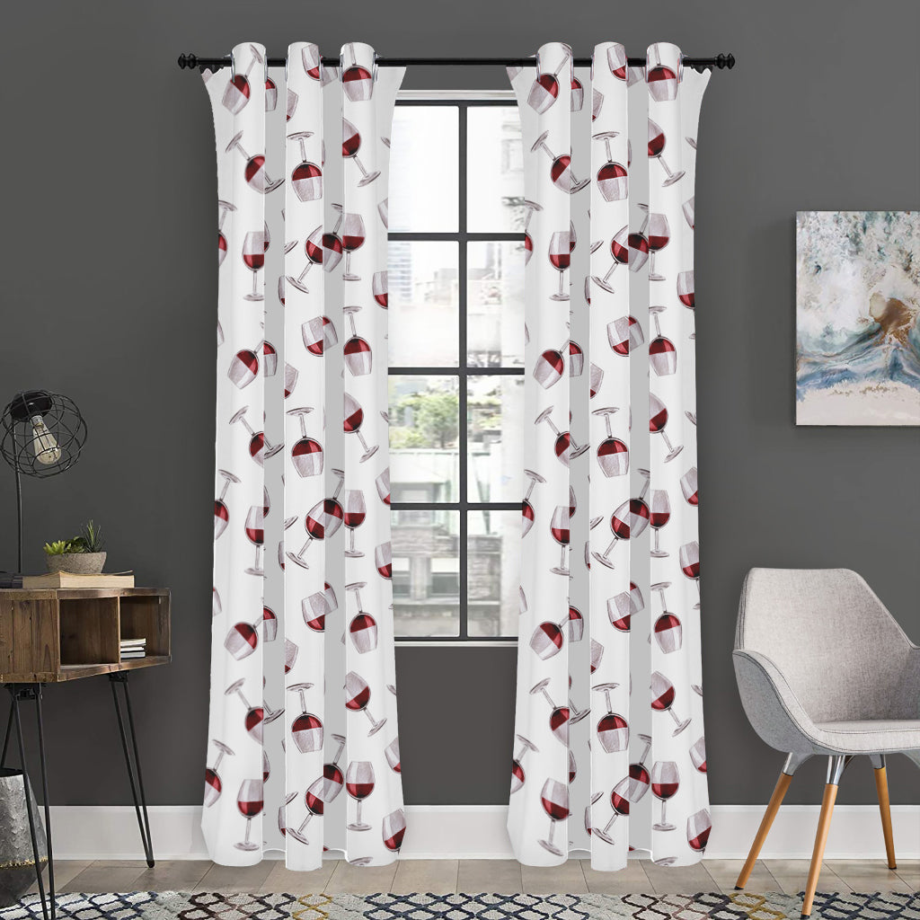 Glasses Of Wine Pattern Print Curtain