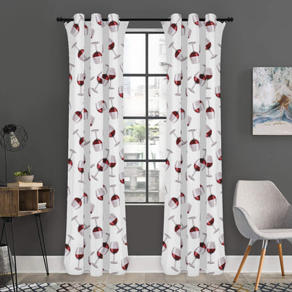 Glasses Of Wine Pattern Print Curtain
