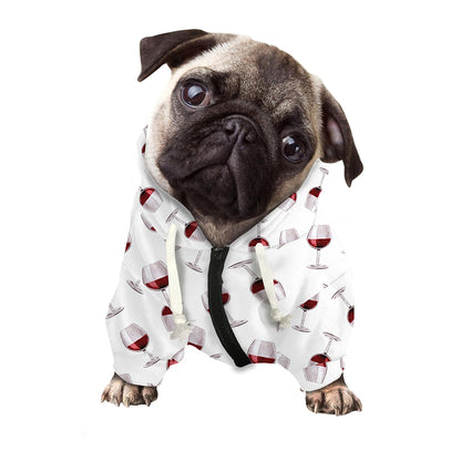 Glasses Of Wine Pattern Print Dog Zip Up Hoodie