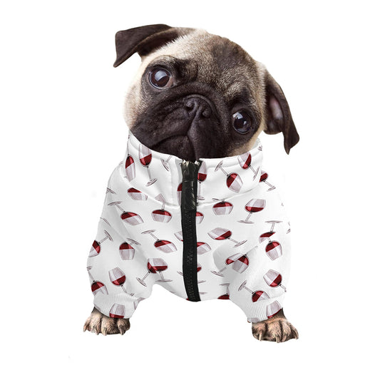 Glasses Of Wine Pattern Print Dog Zip Up Jacket
