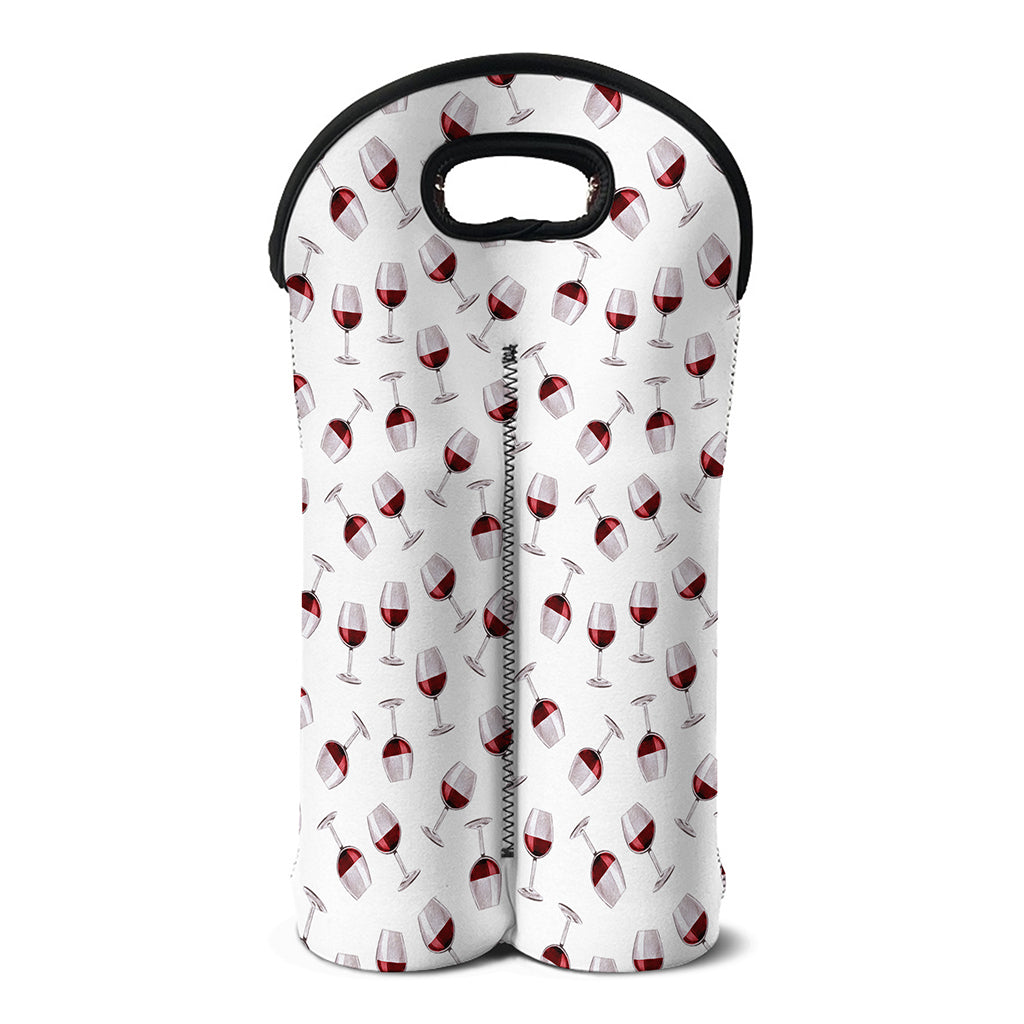 Glasses Of Wine Pattern Print Double Neoprene Wine Tote