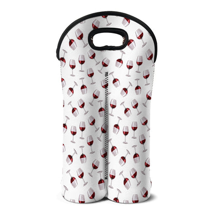 Glasses Of Wine Pattern Print Double Neoprene Wine Tote