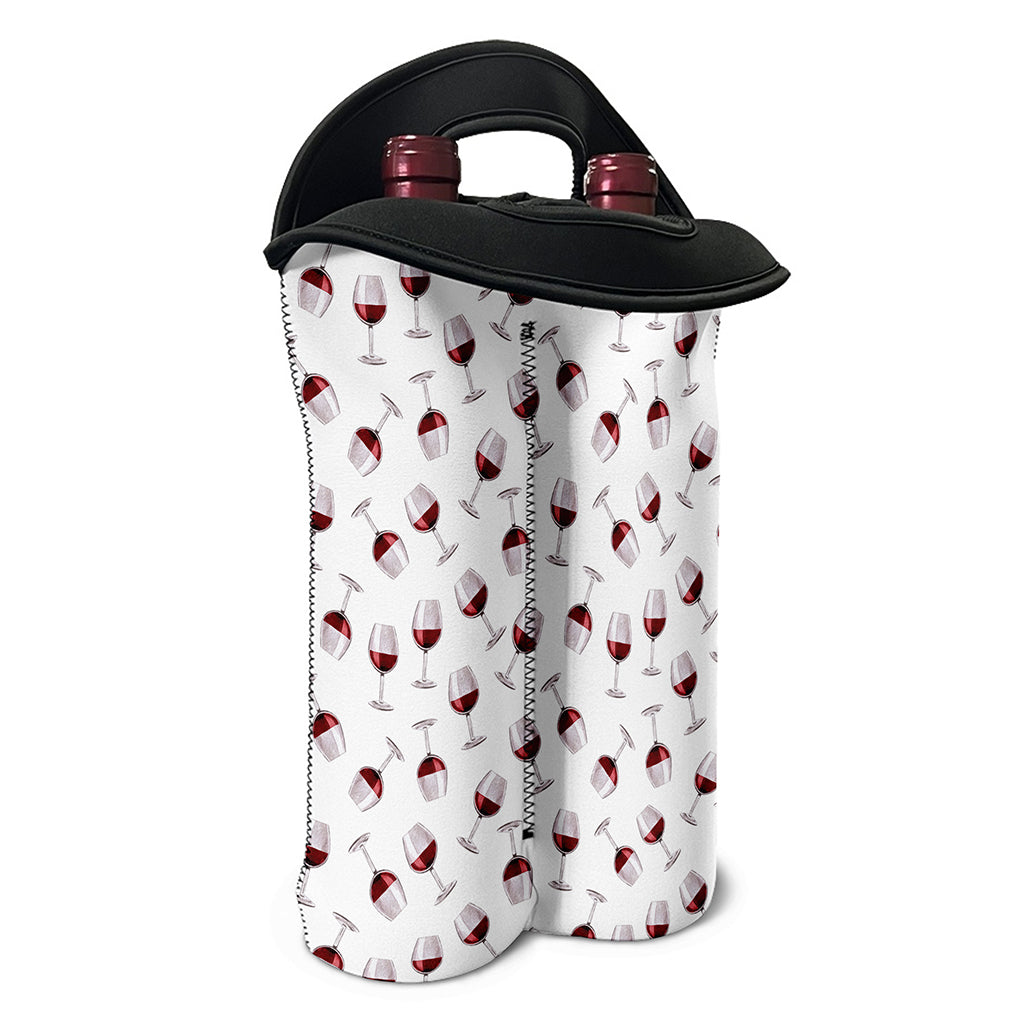 Glasses Of Wine Pattern Print Double Neoprene Wine Tote