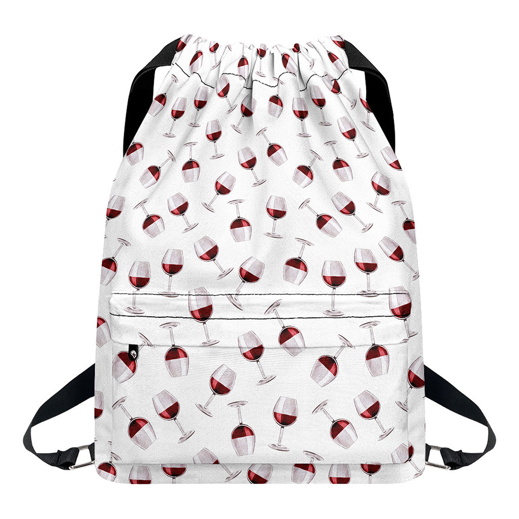 Glasses Of Wine Pattern Print Drawstring Backpack