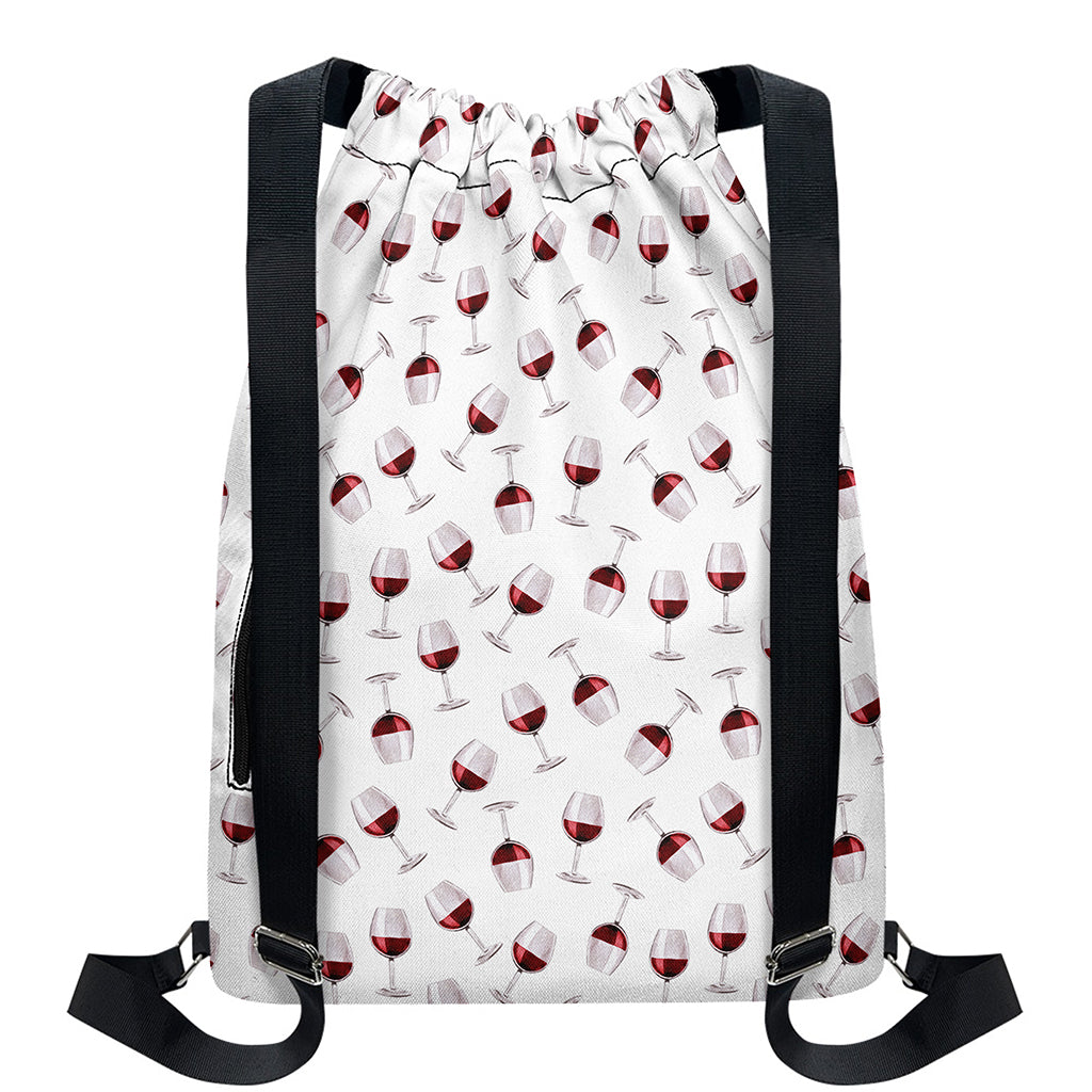 Glasses Of Wine Pattern Print Drawstring Backpack