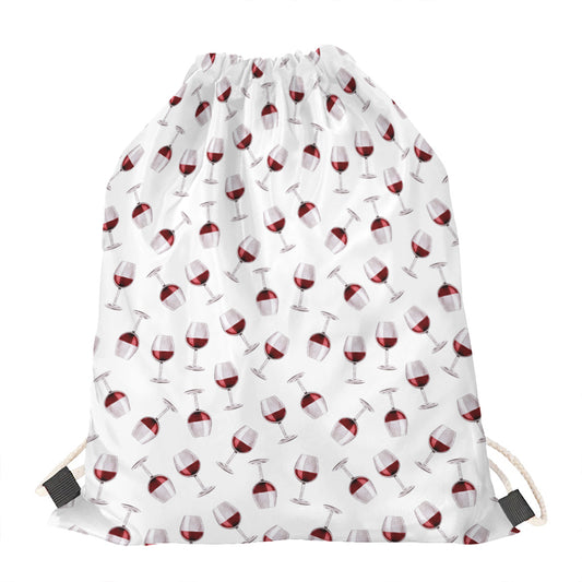 Glasses Of Wine Pattern Print Drawstring Bag