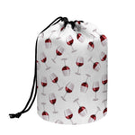 Glasses Of Wine Pattern Print Drawstring Makeup Bag