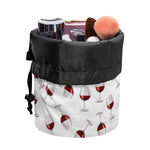 Glasses Of Wine Pattern Print Drawstring Makeup Bag