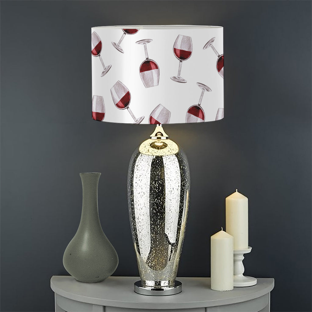 Glasses Of Wine Pattern Print Drum Lamp Shade