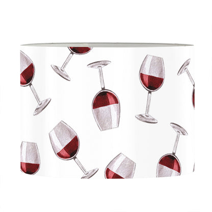 Glasses Of Wine Pattern Print Drum Lamp Shade