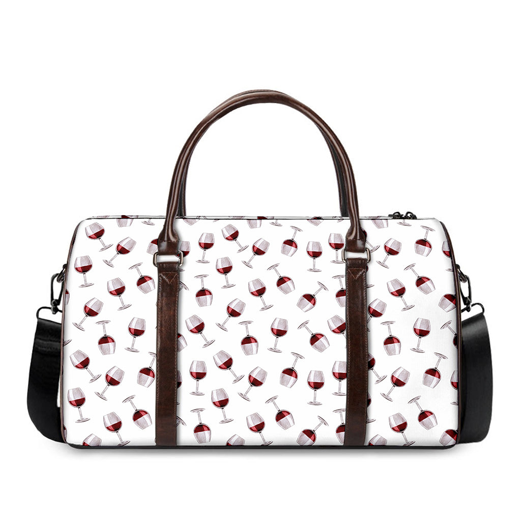 Glasses Of Wine Pattern Print Duffle Bag