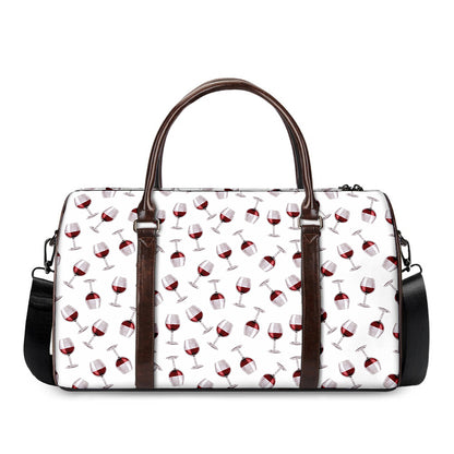 Glasses Of Wine Pattern Print Duffle Bag