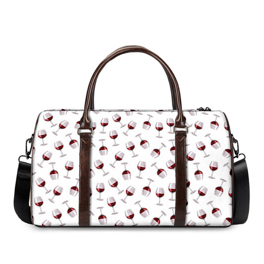 Glasses Of Wine Pattern Print Duffle Bag