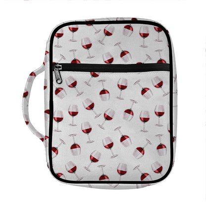 Glasses Of Wine Pattern Print Front Pocket Bible Bag