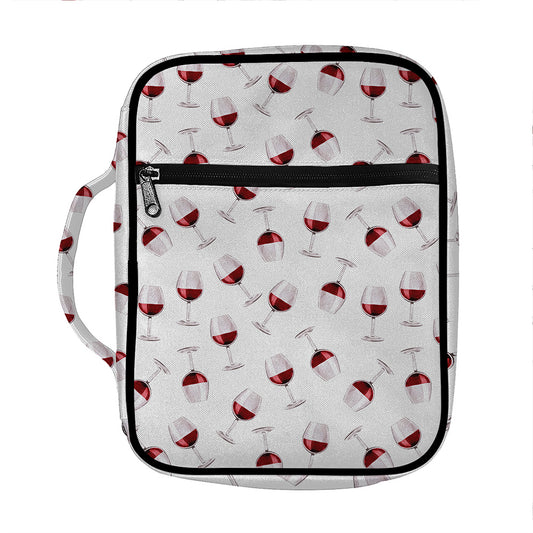 Glasses Of Wine Pattern Print Front Pocket Bible Bag