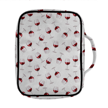 Glasses Of Wine Pattern Print Front Pocket Bible Bag