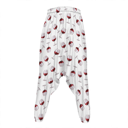 Glasses Of Wine Pattern Print Hammer Pants